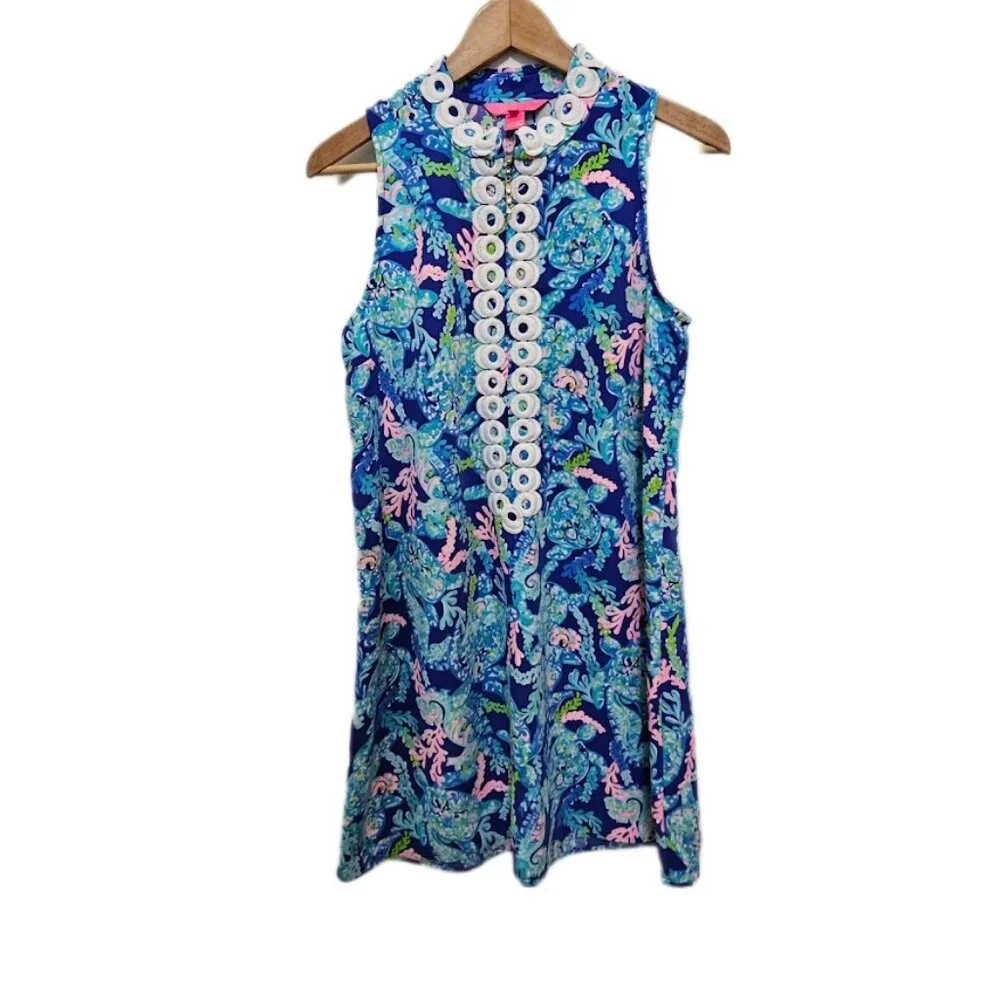 Lilly Pulitzer Blue and Pink Sleeveless Jane Dress - Picture 4 of 12